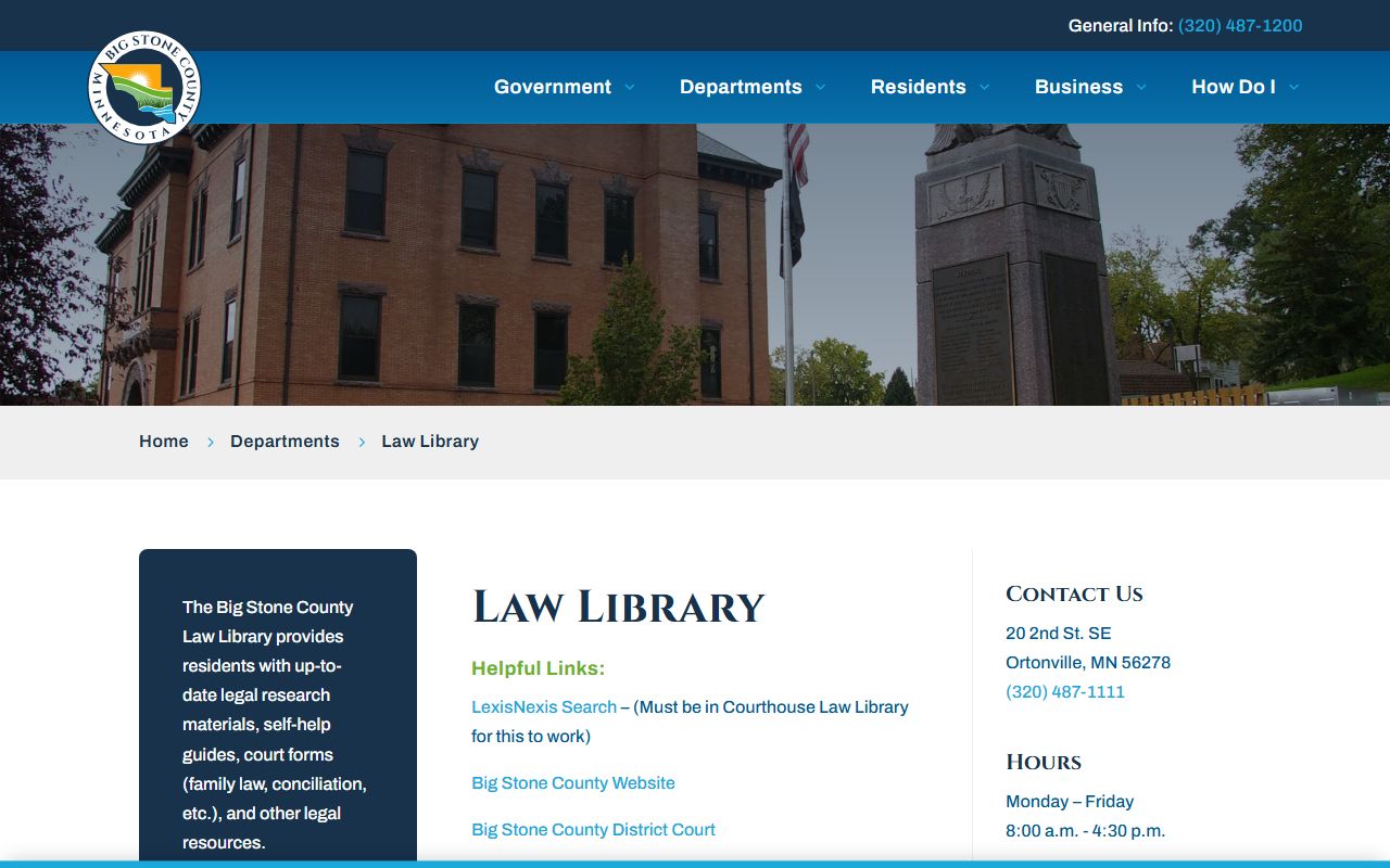 Big Stone County Court Administrator law library court records