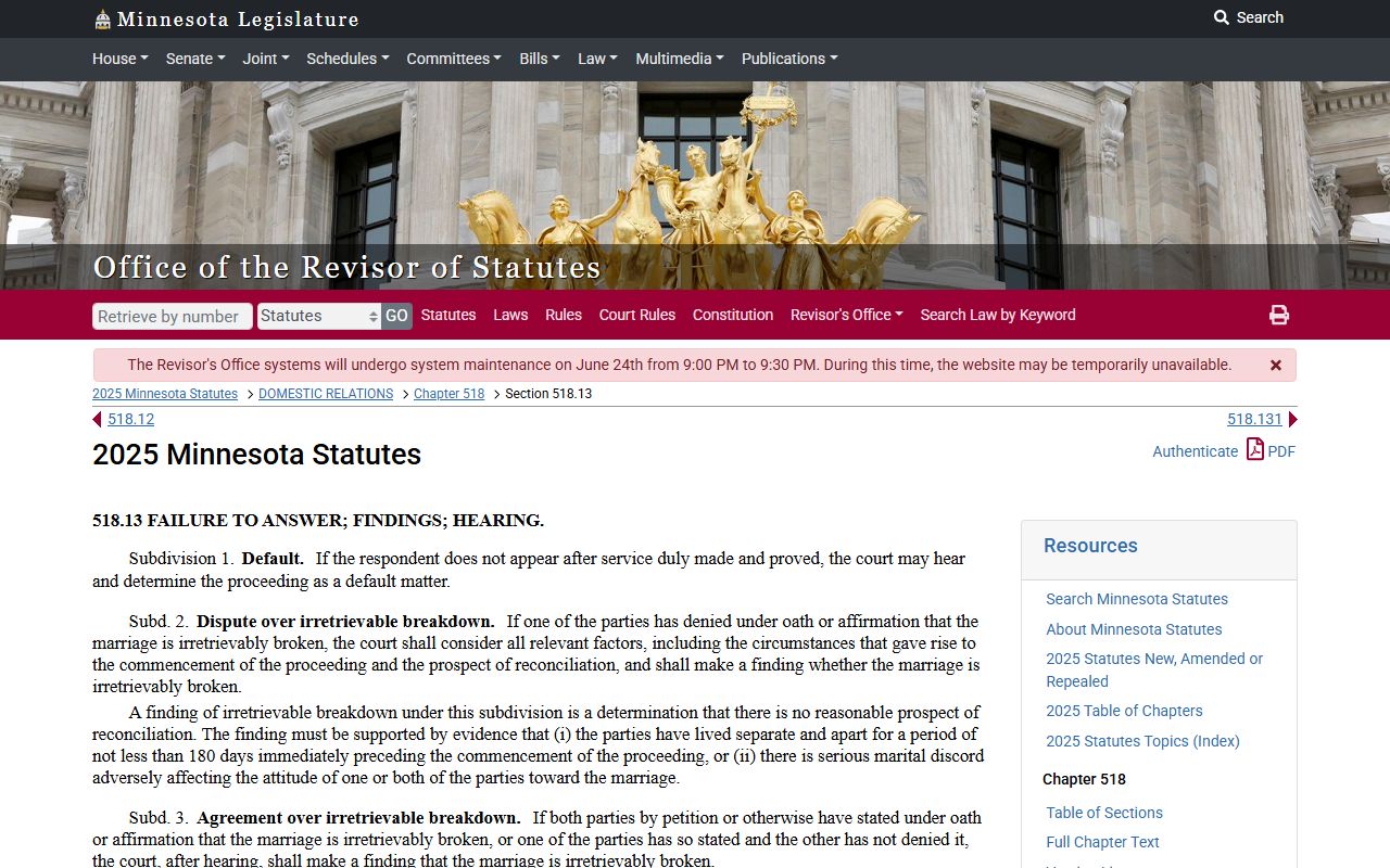Big Stone County Court Administrator dissolution judgment statute