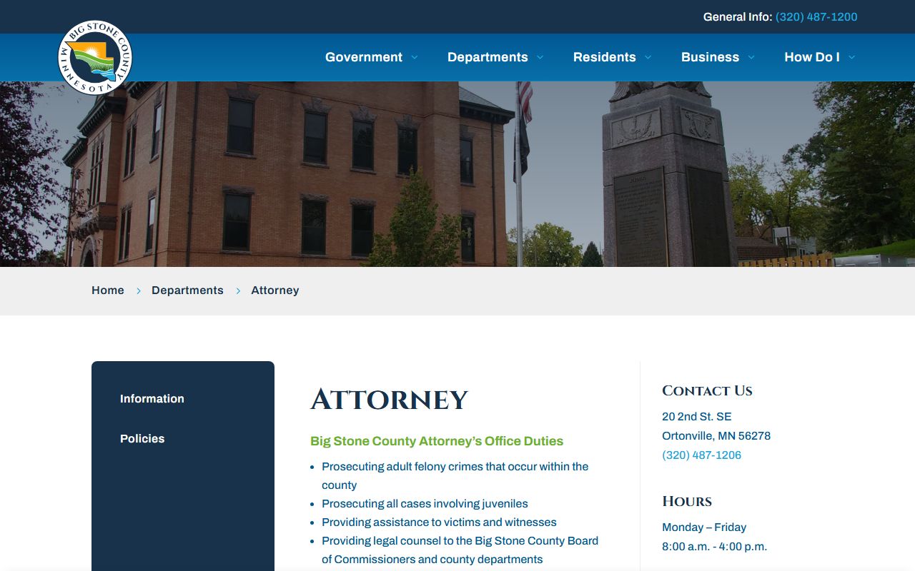 Big Stone County arrest records and court charges County Attorney source