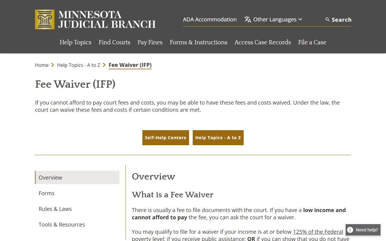 Big Stone County court dockets fee waiver information source