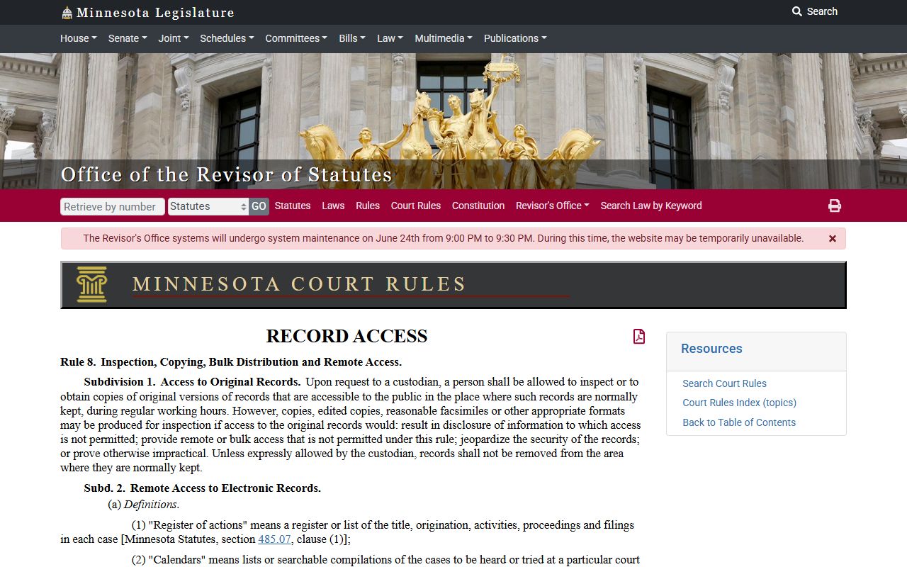 Big Stone County court records Rule 8 remote access source