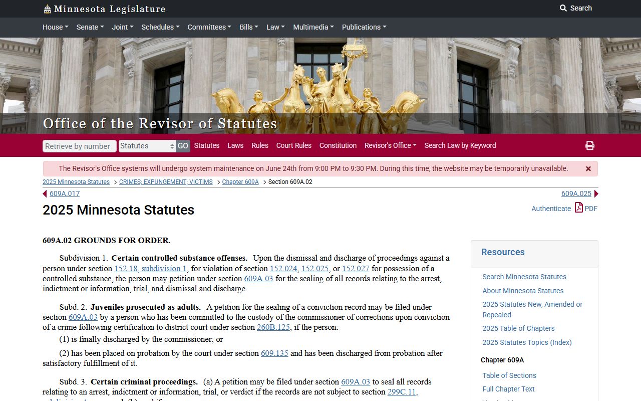 Big Stone County criminal court records expungement eligibility statute