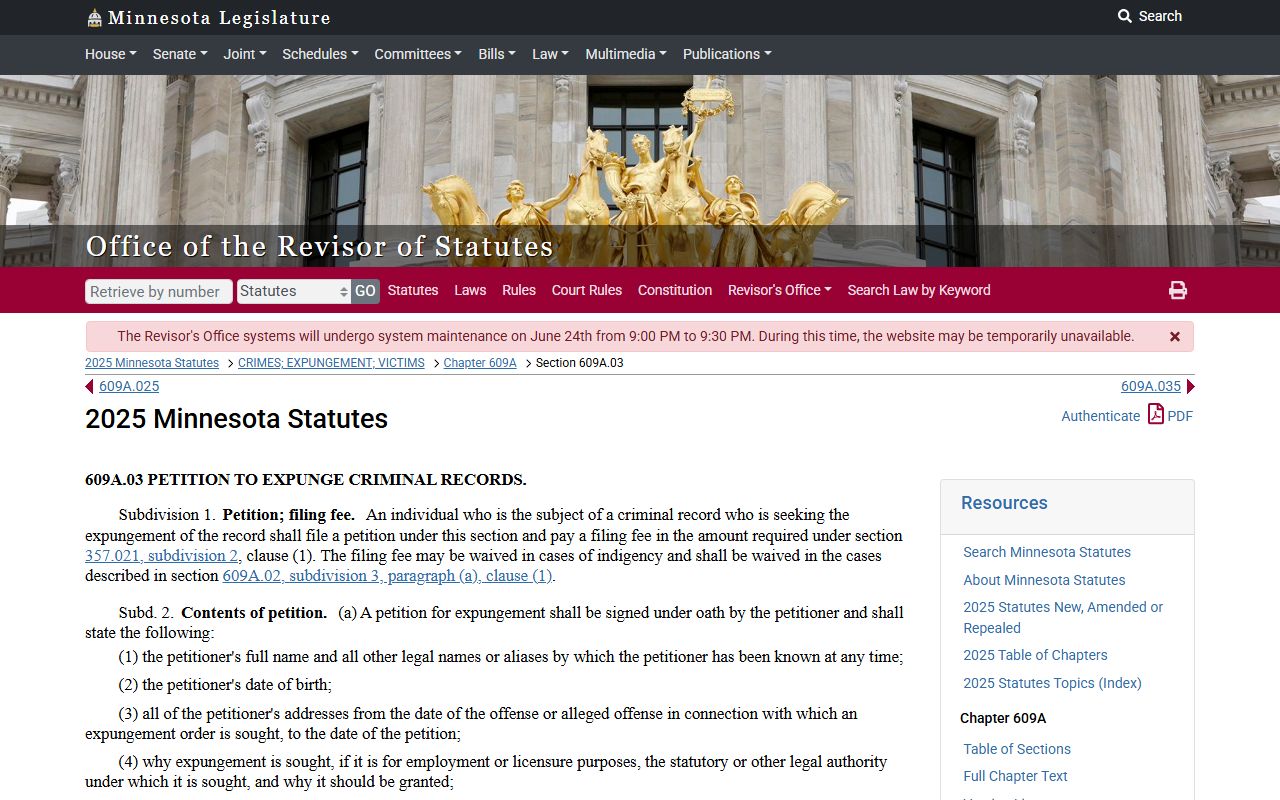 Big Stone County criminal court records expungement petition procedure statute
