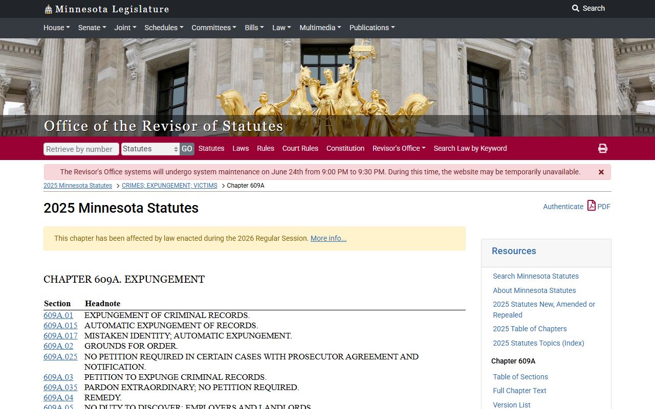 Big Stone County criminal court records Minnesota expungement chapter