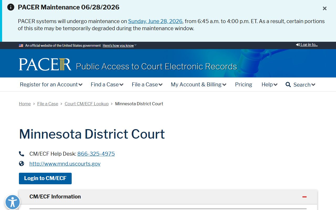 Big Stone County District Court PACER CM ECF lookup
