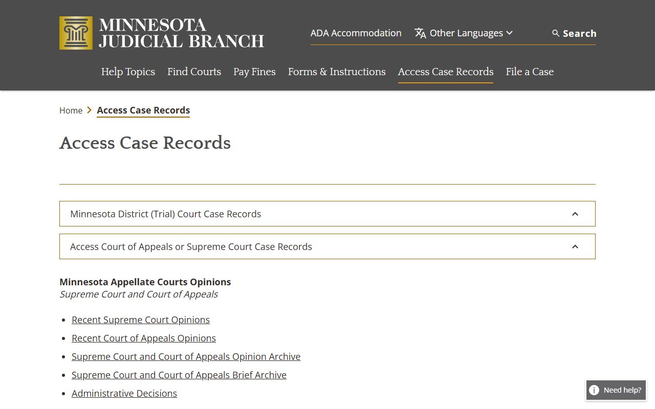 Big Stone County court records Judicial Branch access rules