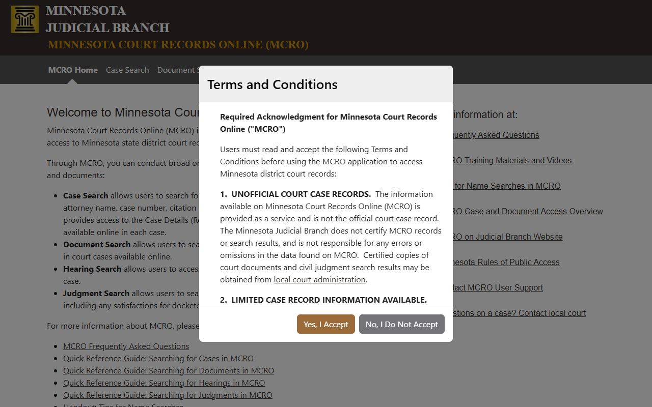 Big Stone County court records MCRO search portal