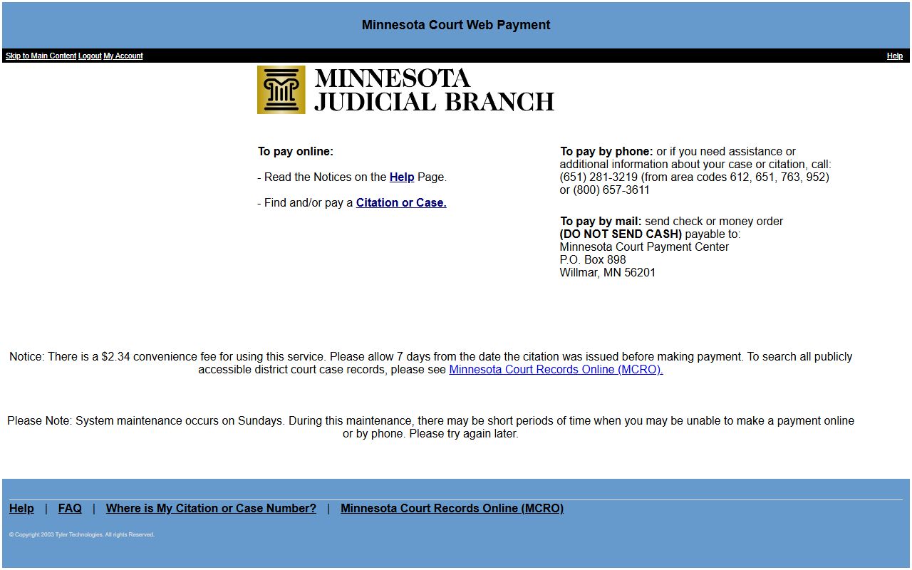 Big Stone County traffic court records Court Web Payment
