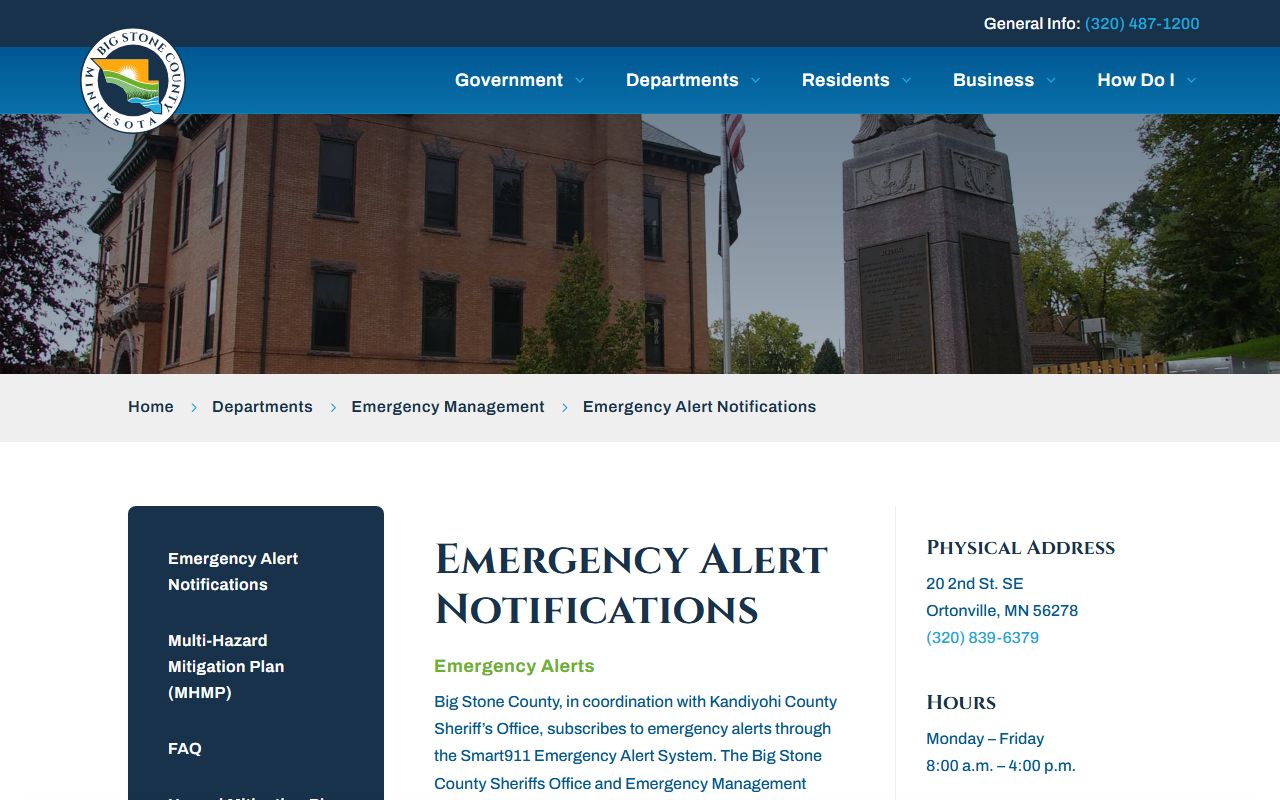 Big Stone County warrant records emergency alert source
